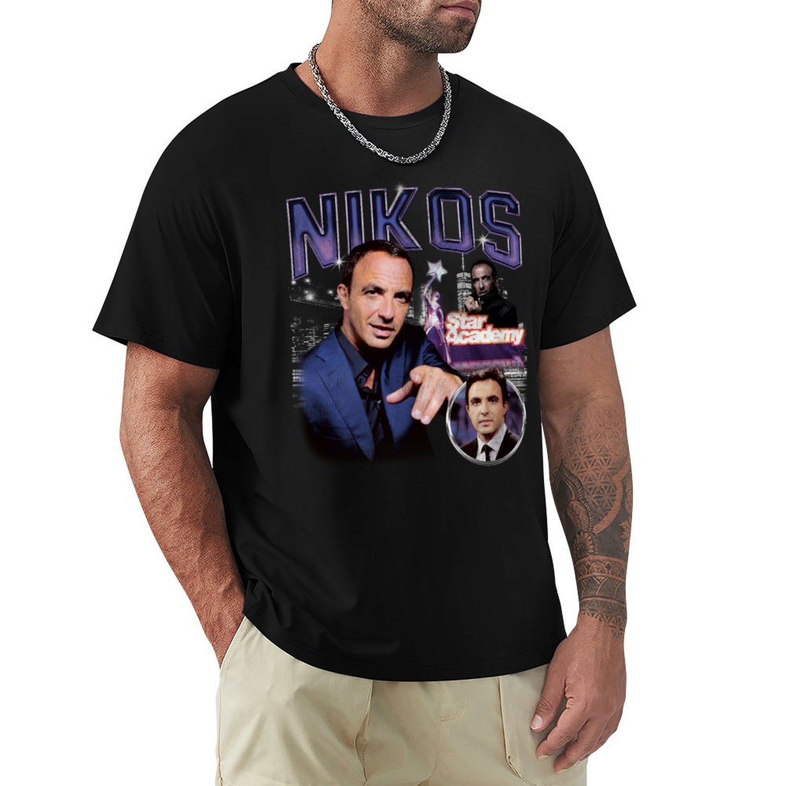 Academy Sports Outdoor - Nikos Aliagas Star Academy Vintage 90er-Jahre-T-Shirt,