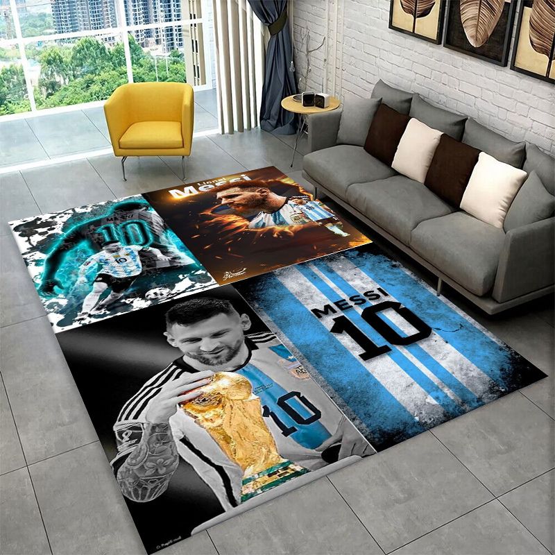 Outdoor Sport Area - Fußball-Teppich mit Messi-Motiv, Rutschfester Sportteppich für
