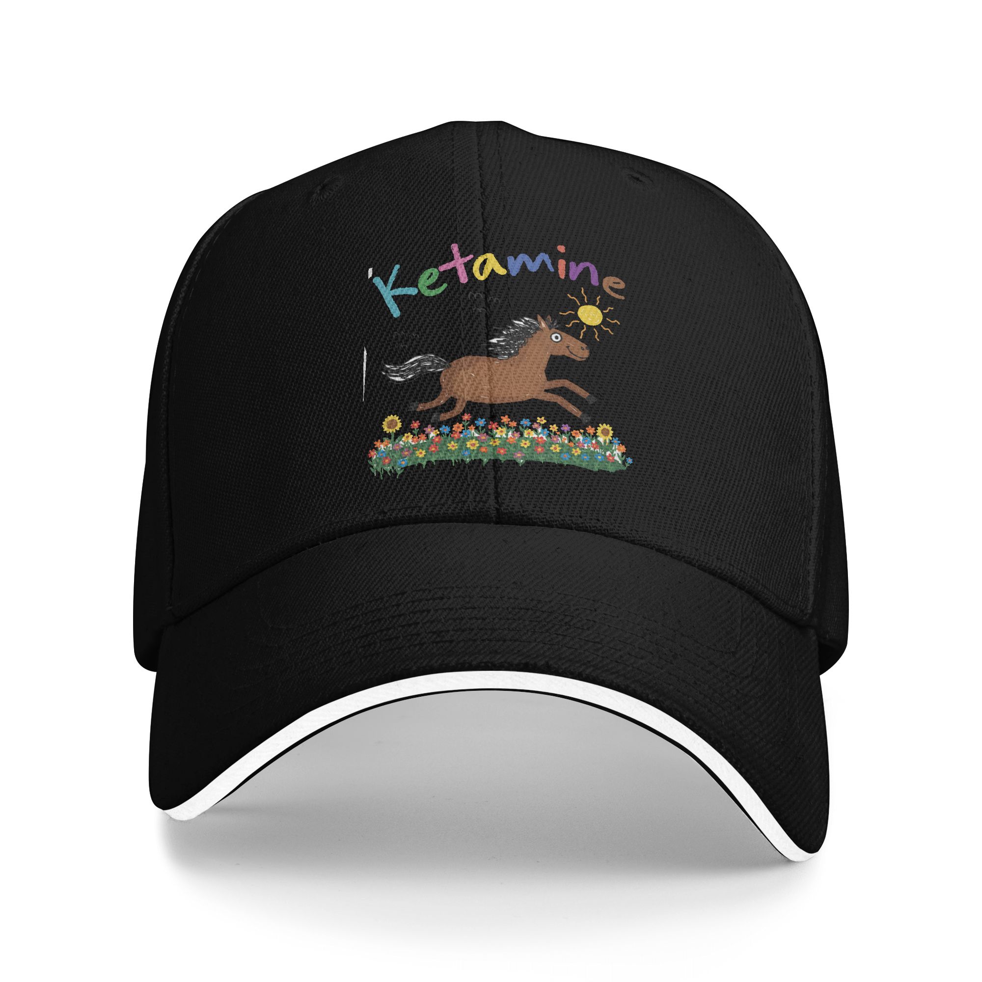 Outdoor Sport Drawing - Frühlings-Freizeit-Baseballkappe mit Pferde-Handzeichnung, Meme, lustiger Sarkasmus,
